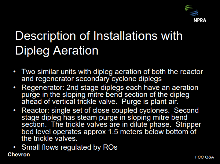 Description of Installations with  Dipleg Aeration