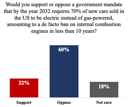 Would you support or oppose a government mandate that by the year 2032 requires 70% of new cars sold in the US to be electric?