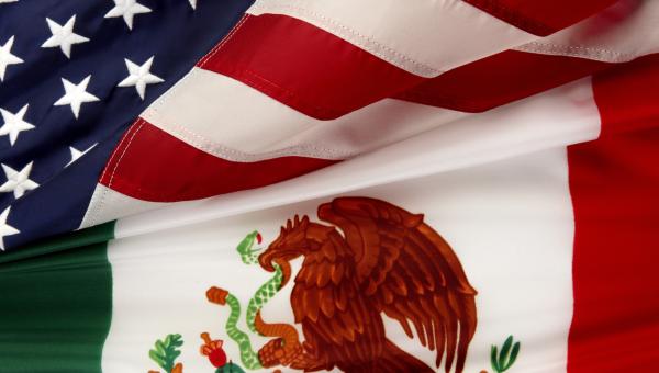 The Mexican and American flags