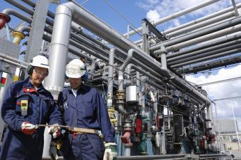 refinery workers at plant