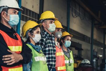 Workers in masks