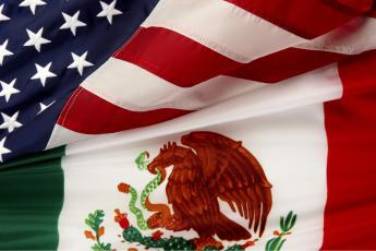The Mexican and American flags
